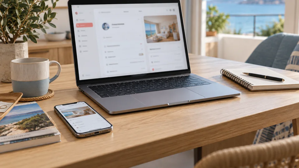 Comment s’inscrire sur Airbnb en tant que propriétaire Ordinateur et téléphone pour gérer un compte de réservation.