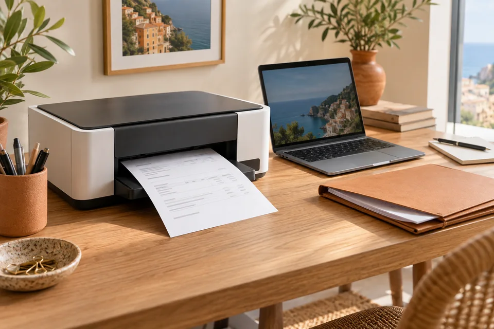Facture illustrative et ordinateur sur un bureau.