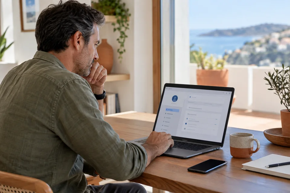 Comment supprimer Booking.com de ses appareils Un homme consulte un compte de réservation sur un ordinateur.