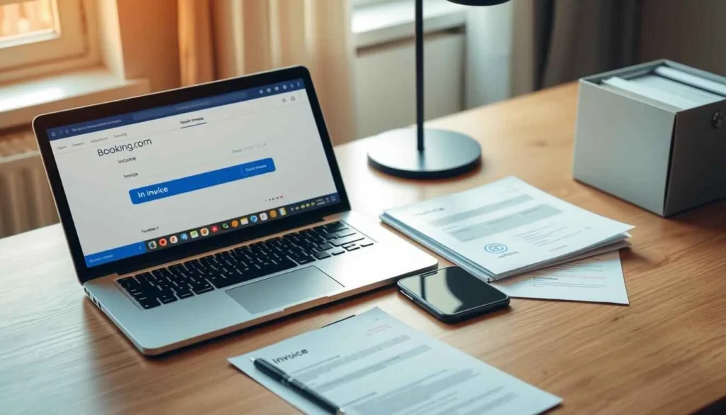 Comment avoir une facture sur Booking : capture d’écran montrant le téléchargement de facture sur Booking.com