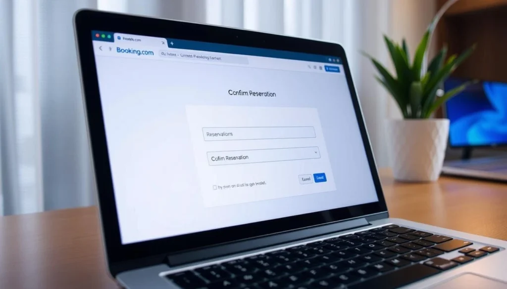 Interface utilisateur montrant comment confirmer une réservation sur booking étape par étape.
