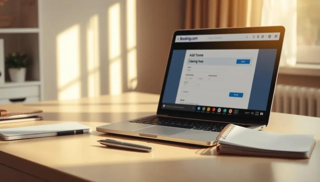 Capture d’écran montrant comment mettre des frais de ménage sur Booking