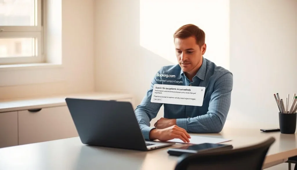 Vue d’écran montrant la procédure de remboursement et comment se faire rembourser une reservation sur Booking