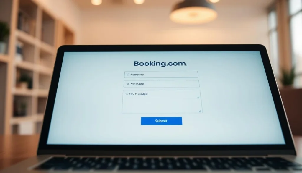 Interface de contact Booking.com pour savoir comment ecrire à booking com