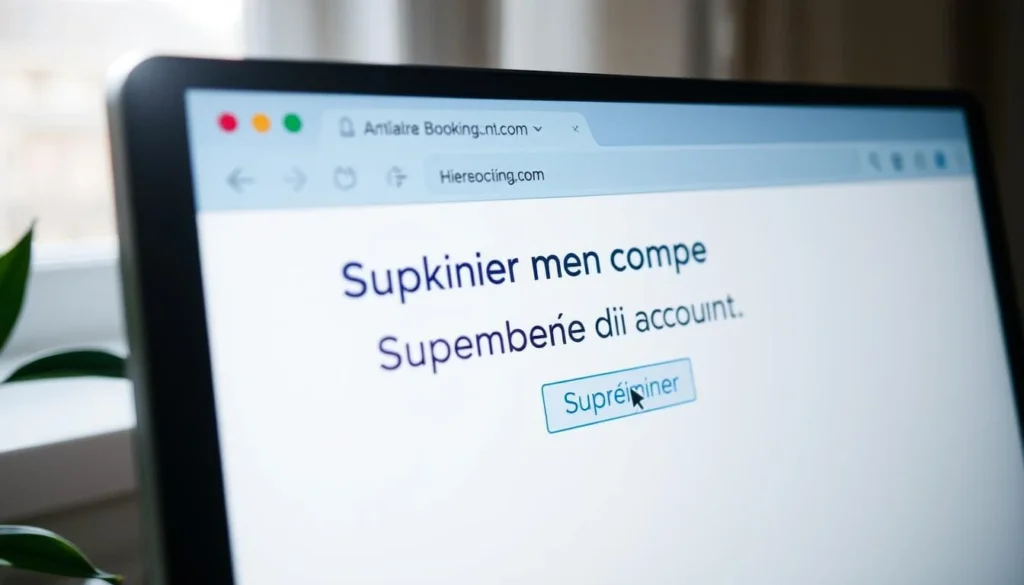 Interface pour apprendre comment supprimer un compte sur Booking